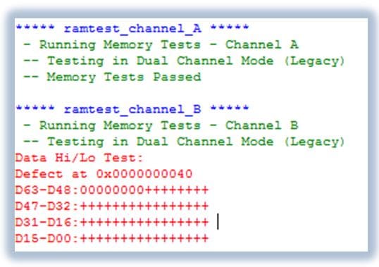 Shorted memory DQS test output