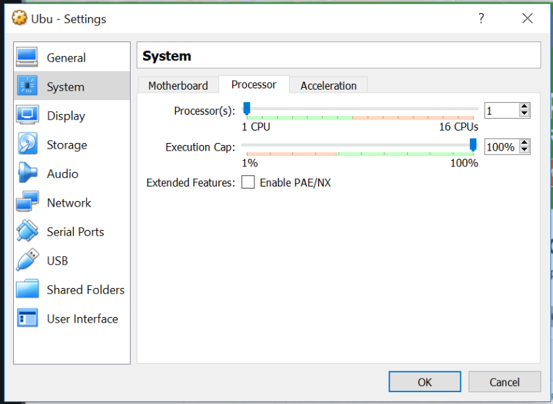 Virtualbox Ubuntu num_cores setting