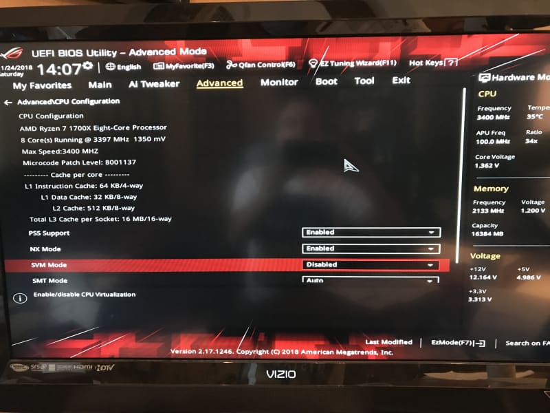BIOS SVM is disabled