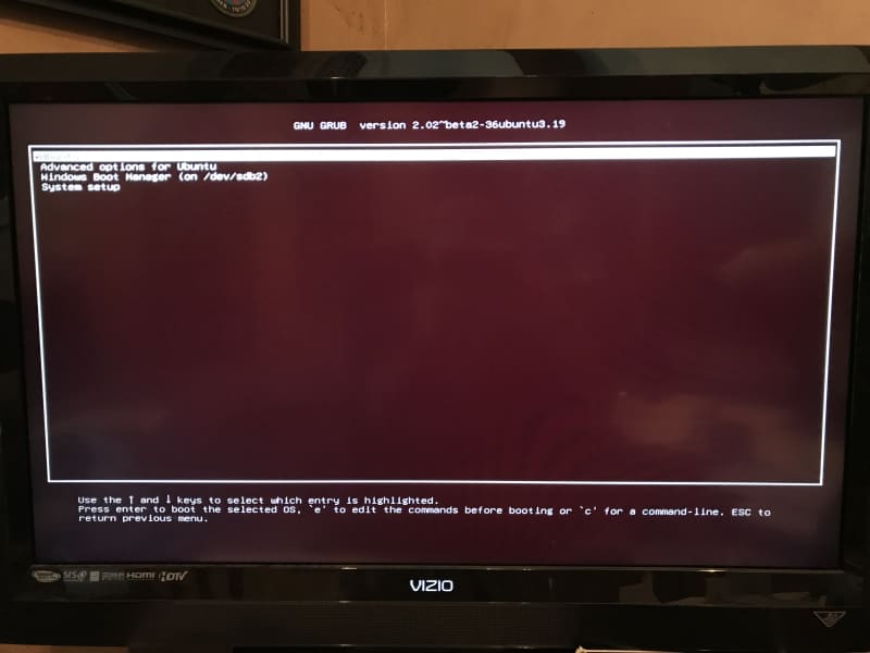 Kernel grub menu