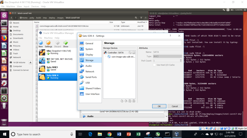 Screenshot of VirtualBox storage controller