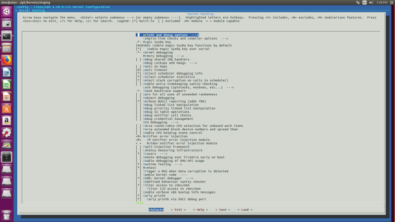 Kernel hacking menu