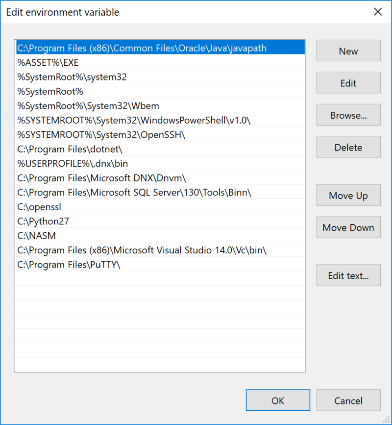 Environment variables