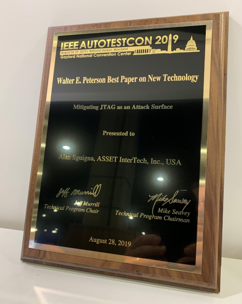 Plaque AUTOTESTCON 2019 Paper of the Year