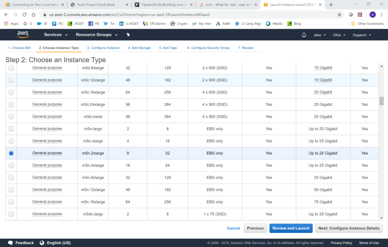 AWS configure Instance Type Cascade Lake