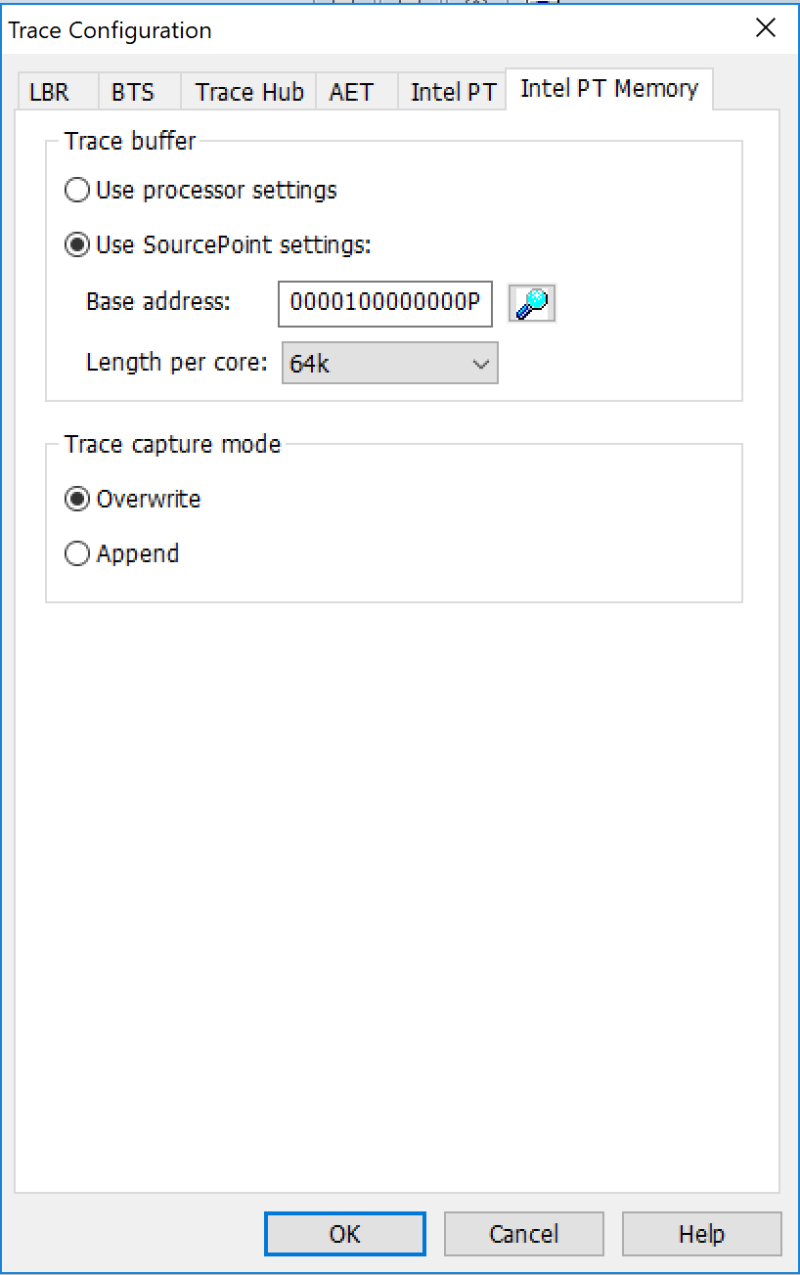 Intel PT memory configuration