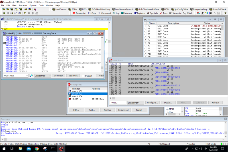 SP AET Trace Tracking window