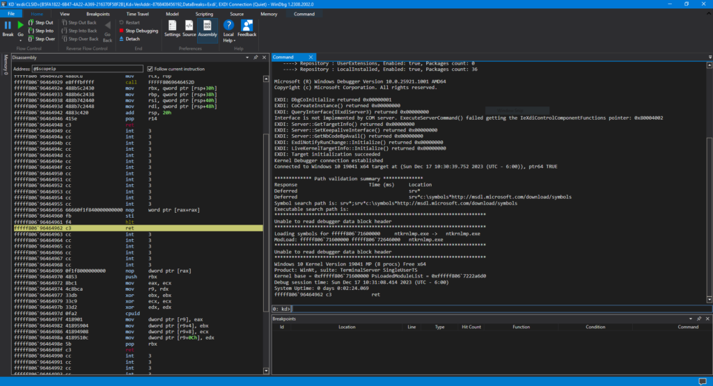 WinDbg with correlated timestamps for Event and Instruction Trace ...